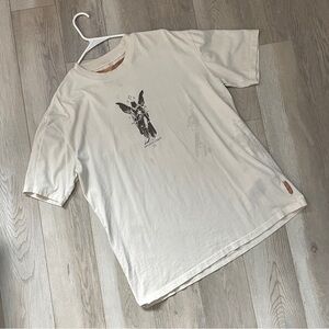Black Noise White Rain Tshirt graphic print crew short sleeve mens Beige medium